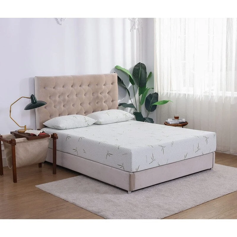 10 Inch Memory Foam Mattress, Bamboo Pattern Cover, Breathable Bed mattresses for Iron Bed ,platform.