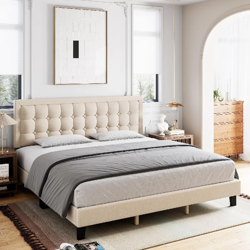 Bed Frame with Adjustable Headboard