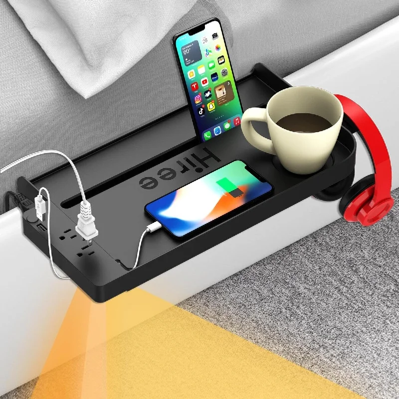 Bedside Shelf with USB Charging Port, Bunk Bed Clip On Nightstand 18.5"D x 9.25"W x 2.6"H