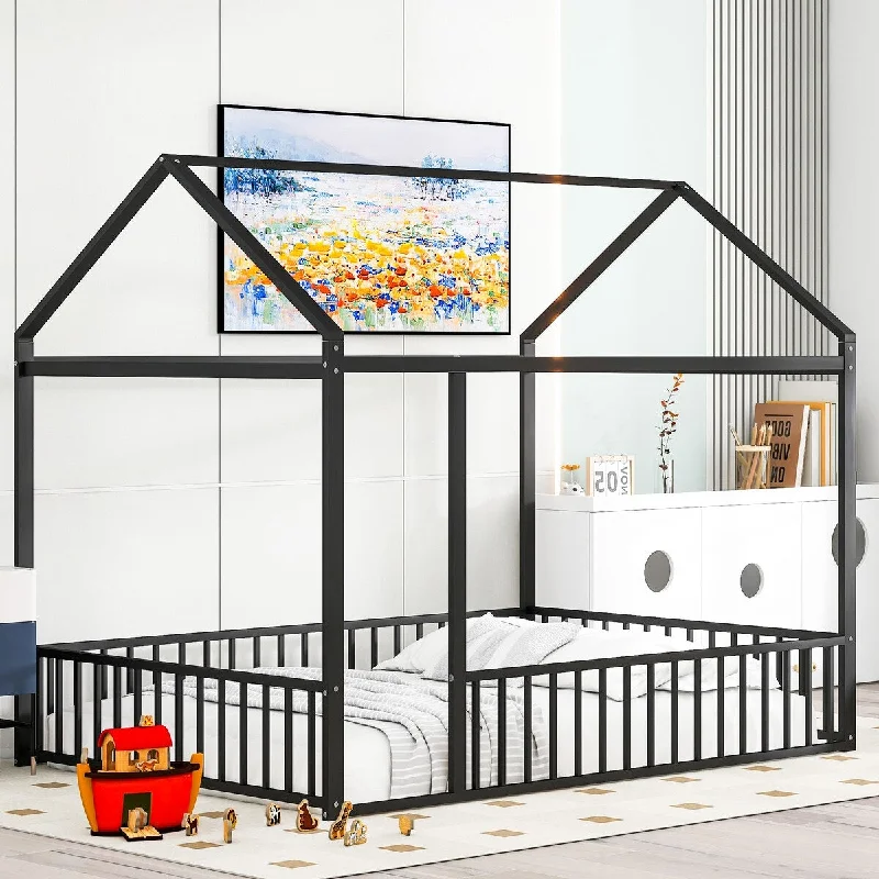 Black Full SizeMetal House Bed Frame