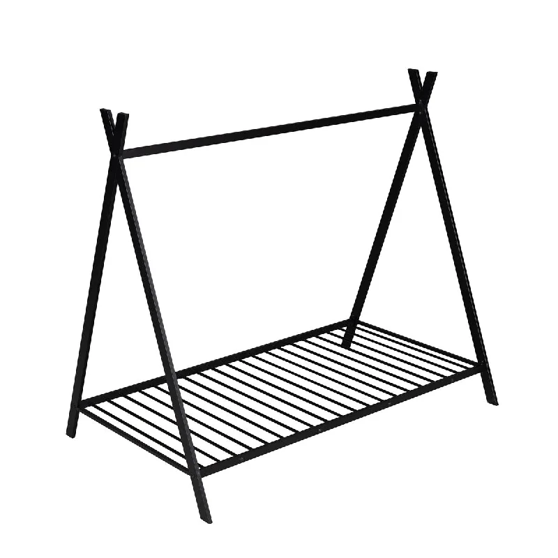 Black Twin SizeTent House Bed Frame for , Metal Floor