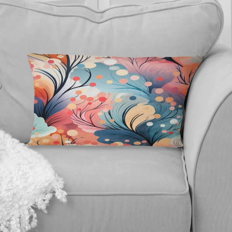 Designart "Adventure Blue And Pink Flower Botanical Pattern" Floral Printed Throw Pillow