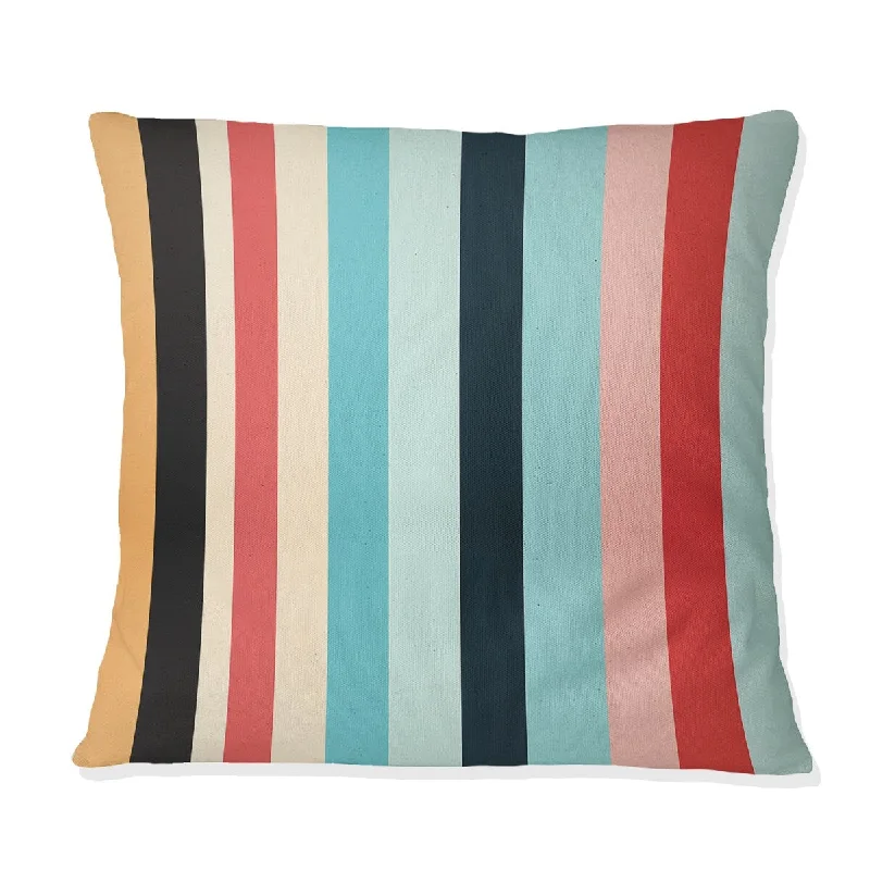 Designart "Adventure Blue And Red Striped Pattern" Striped Printed Throw Pillow