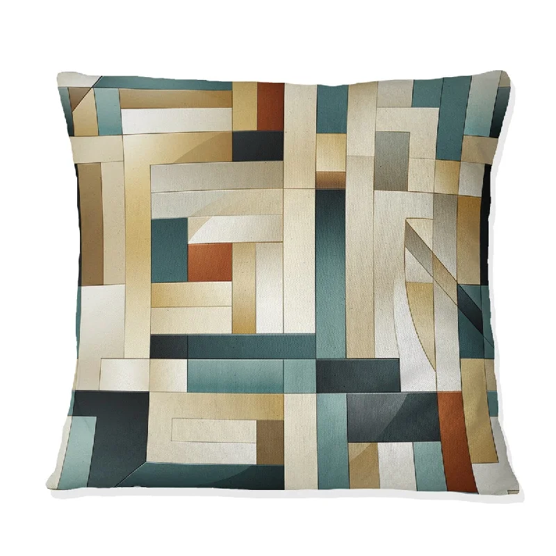 Designart "Antique Beige Vintage Tiles I" Geometric Printed Throw Pillow