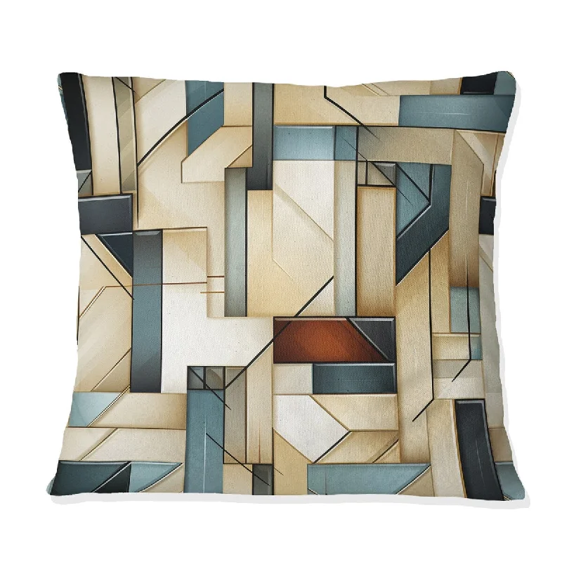 Designart "Antique Beige Vintage Tiles II" Geometric Printed Throw Pillow