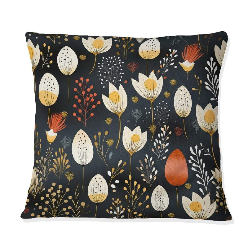 Designart "Artistic Essence Floral Pattern XVII" Floral Printed Throw Pillow