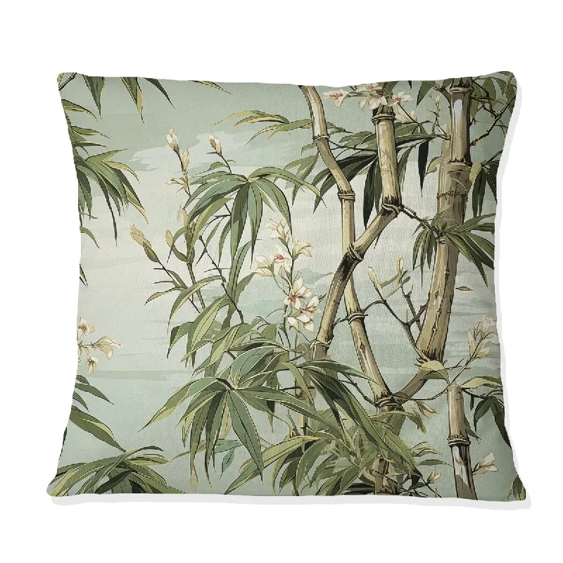 Designart "Bamboo Elegance Tropical Pattern" Tropical Printed Throw Pillow