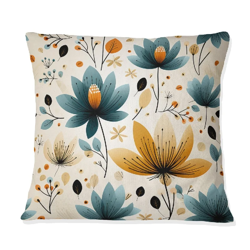 Designart "Beige Coastal Harmony Floral Pattern I" Floral Printed Throw Pillow