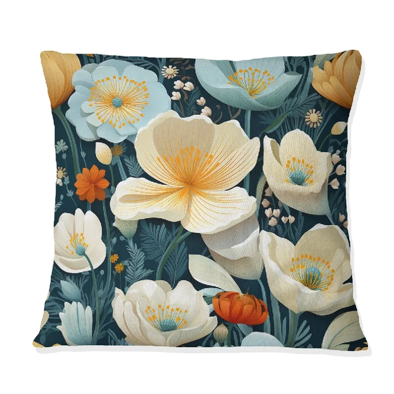 Designart "Beige Natures Floral Garden Oasis" Floral Printed Throw Pillow