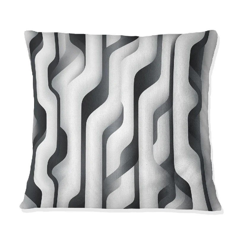 Designart "Black And White Optical Illusion Striped Pattern" Striped Printed Throw Pillow