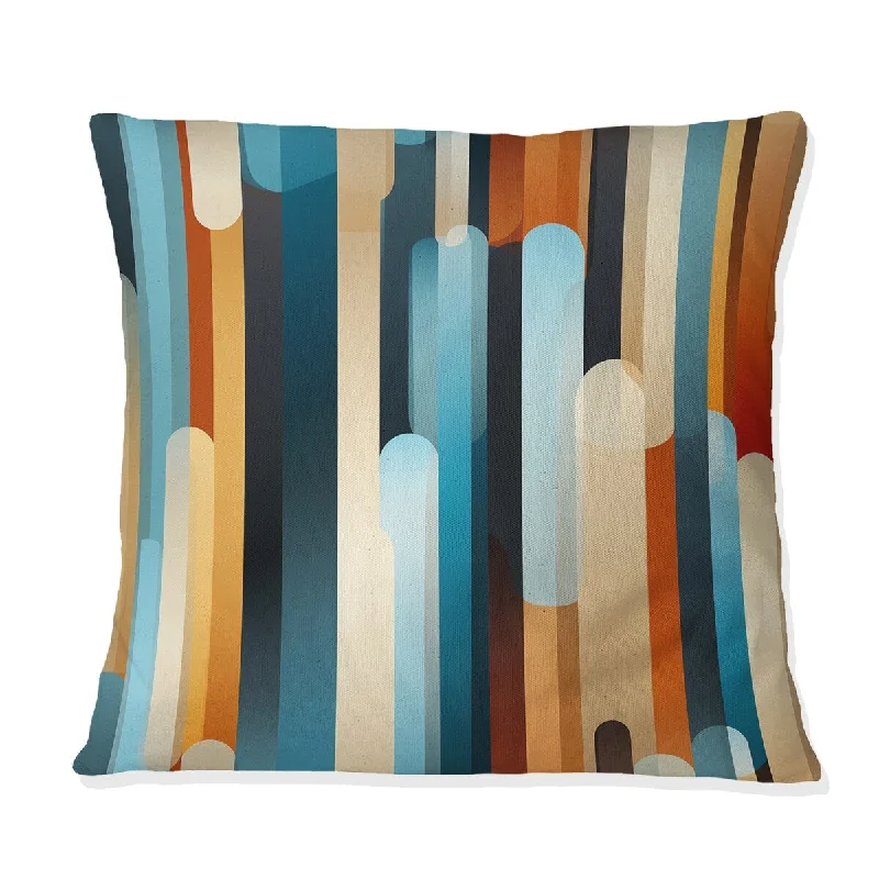 Designart "Blue And Beige Nostalgia Striped Pattern" Striped Printed Throw Pillow