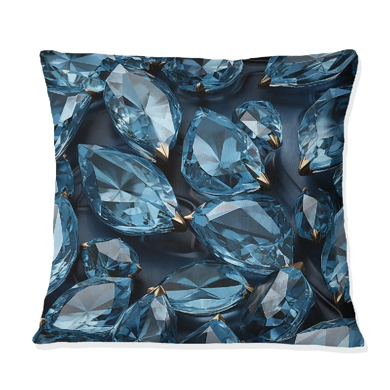 Designart "Blue And Black Opulent Crystal Splendor III" Glam Printed Throw Pillow