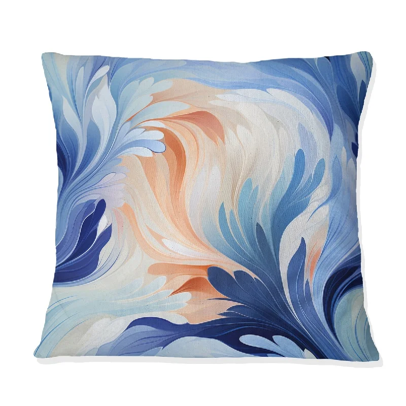 Designart "Blue And Orange Mystic Ikat Dreams" Abstract Printed Throw Pillow