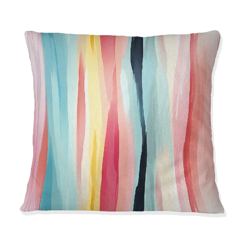 Designart "Blue And Pink Artist Strokes Line Pattern Bliss" Striped Printed Throw Pillow