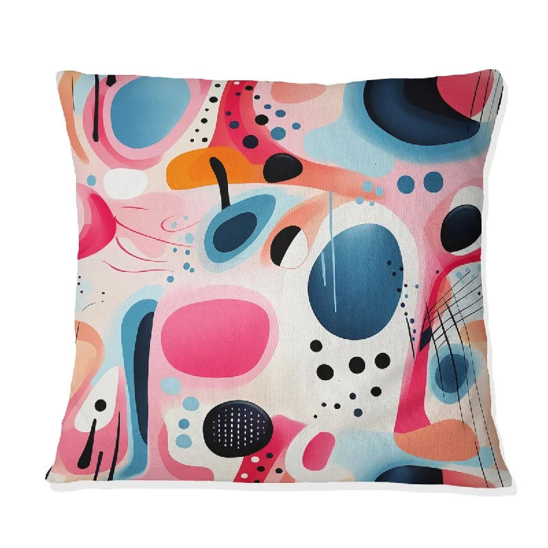 Designart "Blue And Pink Midcentury Geometric Collage VI" Geometric Printed Throw Pillow