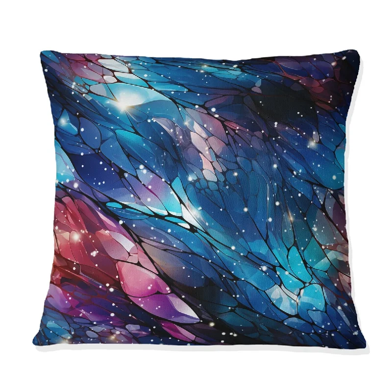 Designart "Blue And Pink Stardust Glint Capture Marble" Marble Printed Throw Pillow