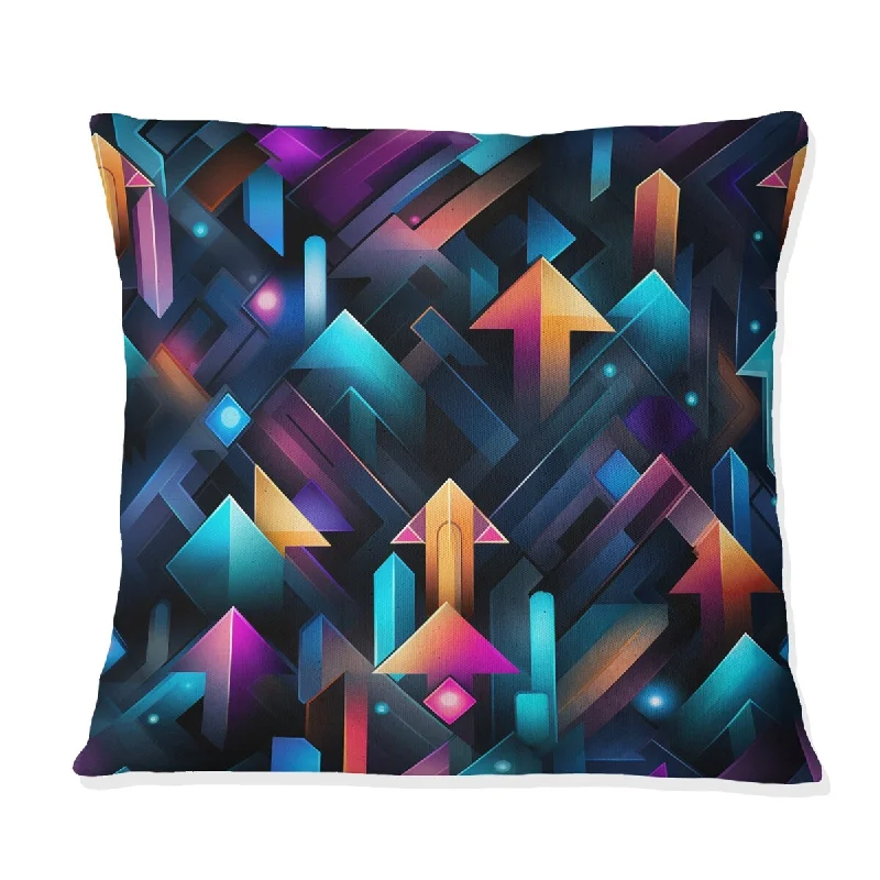 Designart "Blue And Purple Futuristic Vibes Geometric III" Geometric Printed Throw Pillow