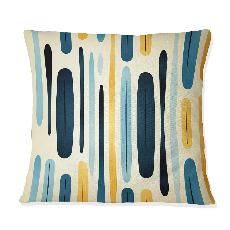 Designart "Blue And Yellow Striped Pattern Harmony" Striped Printed Throw Pillow