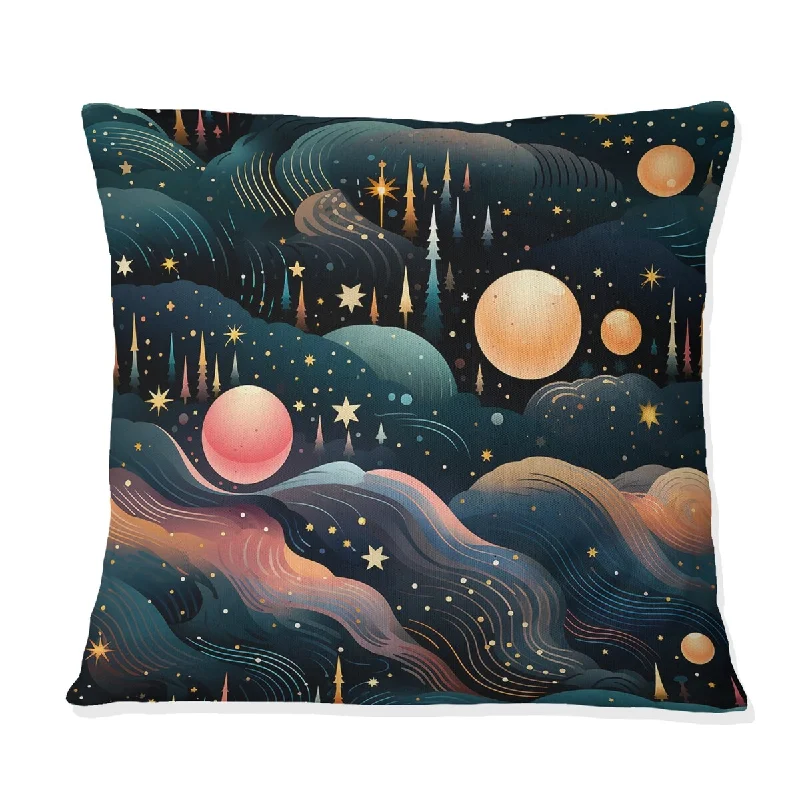 Designart "Celestial Dreams Galaxy Pattern VIII" Geometric Printed Throw Pillow