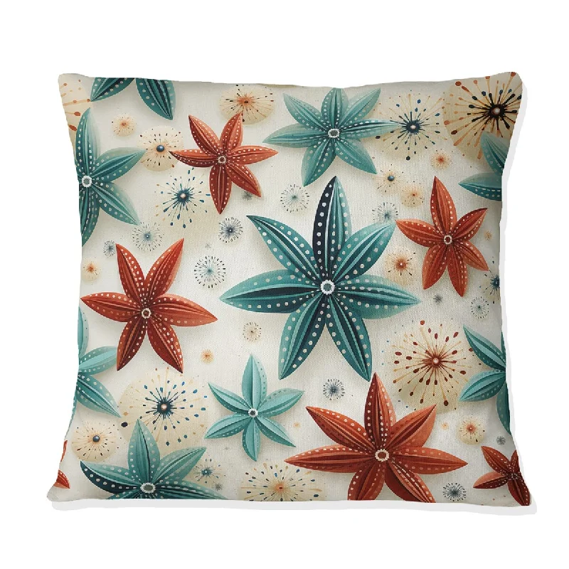 Designart "Coastal Starfish Symmetry" Coastal Printed Throw Pillow