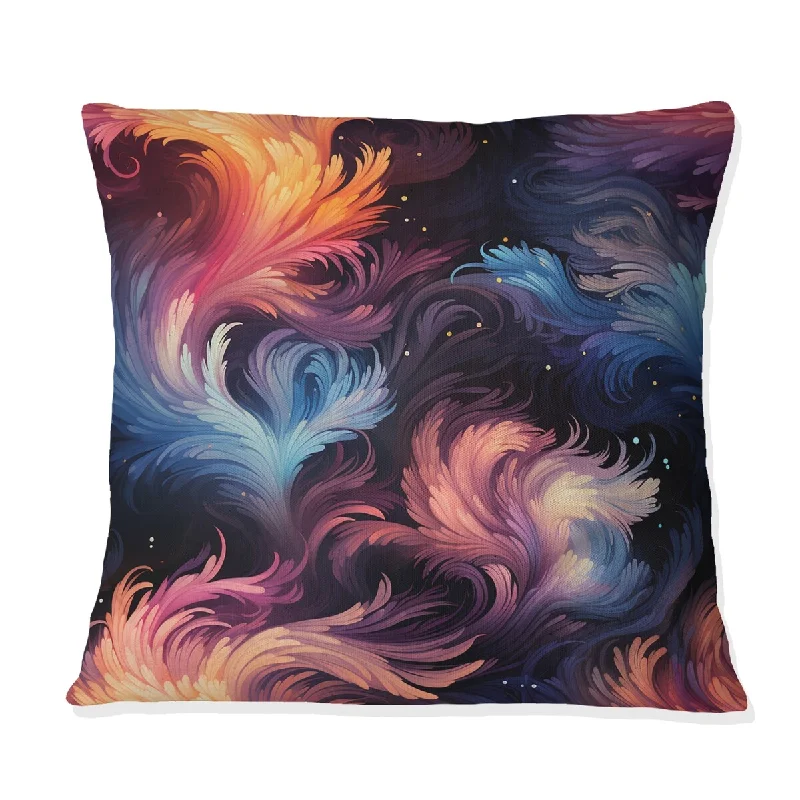 Designart "Colorful Cosmic Ikat Whirls I" Abstract Printed Throw Pillow