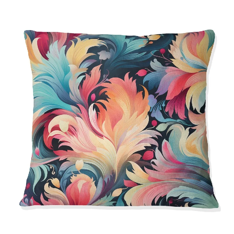 Designart "Colorful Enchanted Ikat Whispers Swirl" Floral Printed Throw Pillow