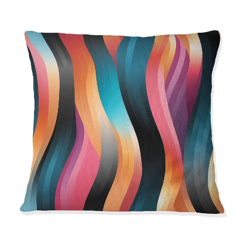 Designart "Colorful Vibrant Waves Mosaic" Striped Printed Throw Pillow