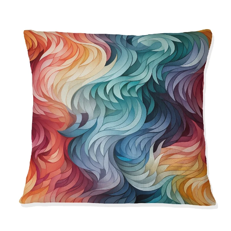 Designart "Colorful Watercolor Whirls Echos I" Geometric Printed Throw Pillow