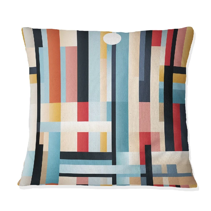 Designart "Contemporary Lines I" Striped Printed Throw Pillow