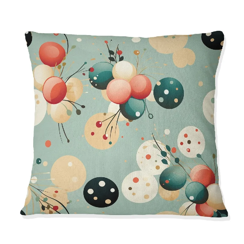 Designart "Coral And Blue Elegant Polka Dots Bliss" Polka Dots Printed Throw Pillow