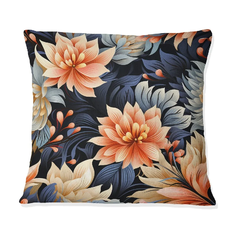 Designart "Cottage Coral Blooms Unveiled II" Floral Printed Throw Pillow