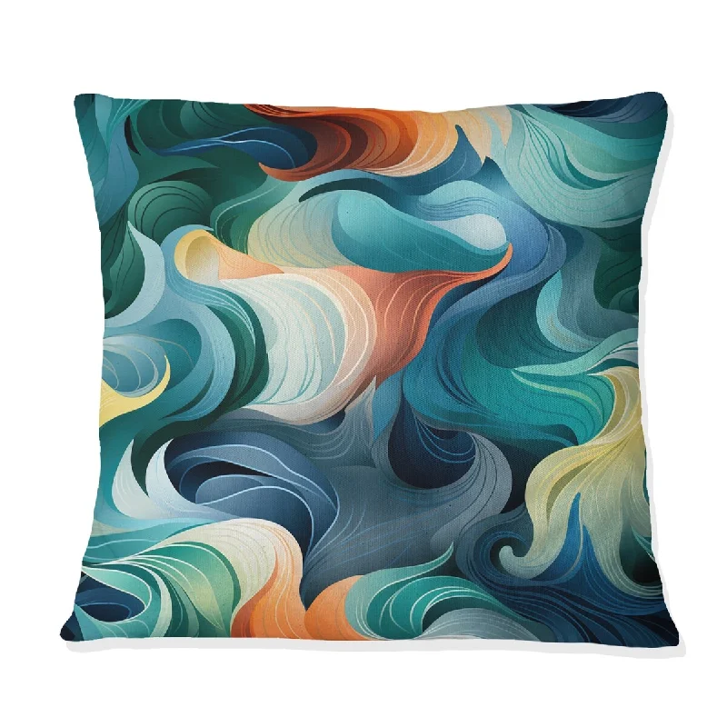 Designart "Deep Sea Dive Plunge Waves" Coastal Printed Throw Pillow