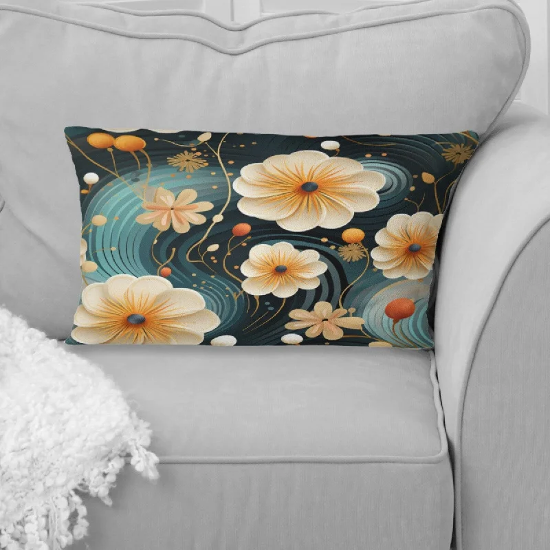 Designart "Dreamy Blue And Beige Botanical Pattern" Floral Printed Throw Pillow