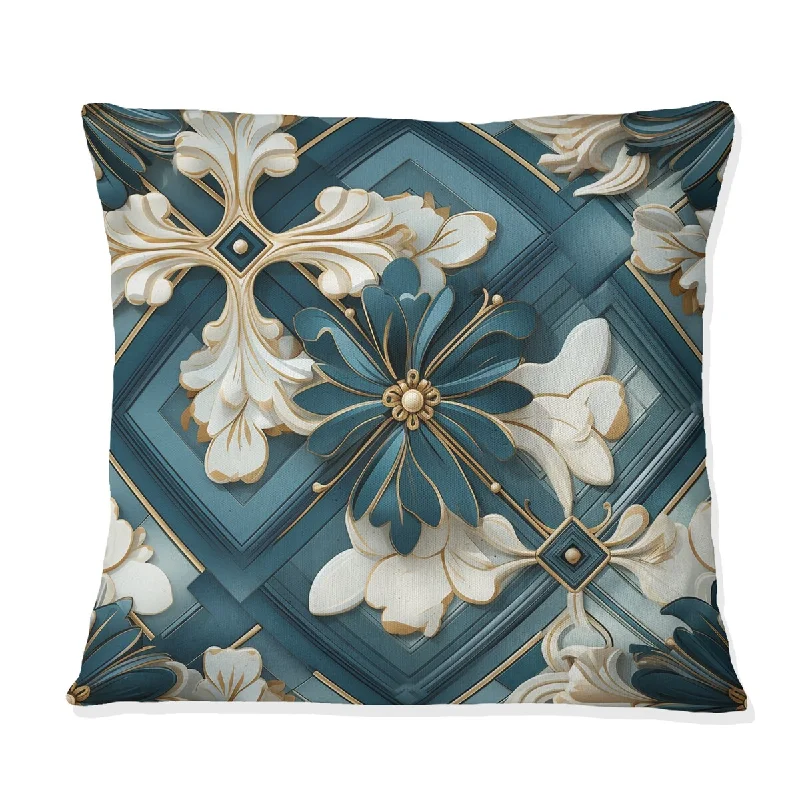 Designart "Flower Mosaic Geometric Pattern" Geometric Printed Throw Pillow