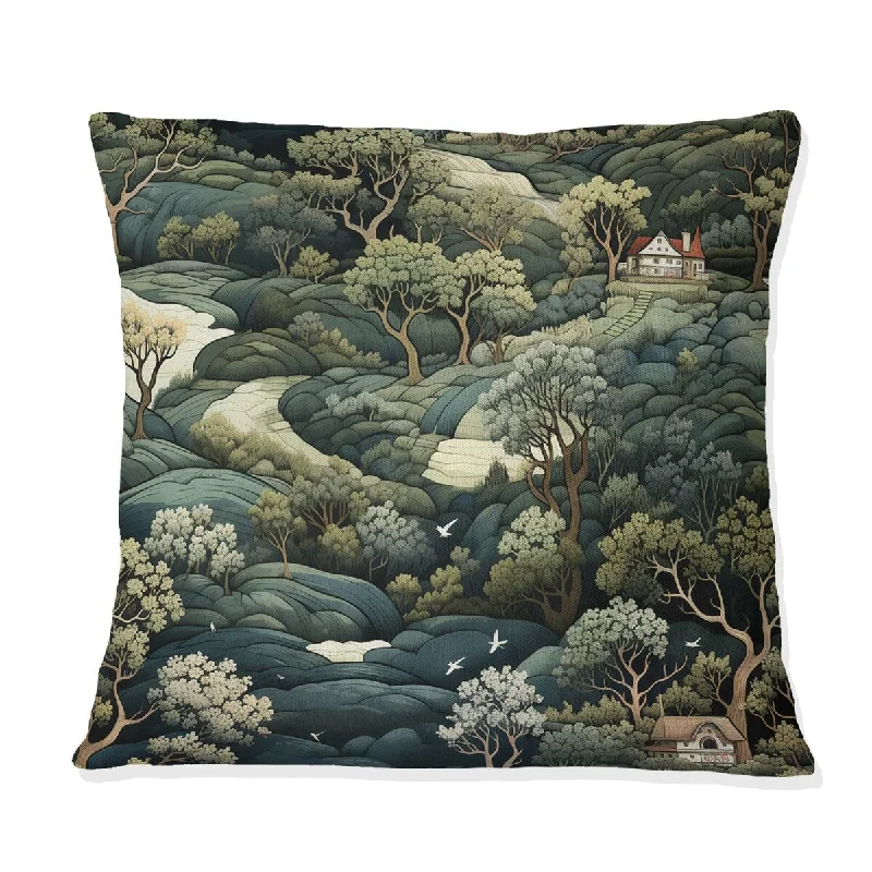 Designart "Forest Woods Moody Patterns I" Botanical Printed Throw Pillow