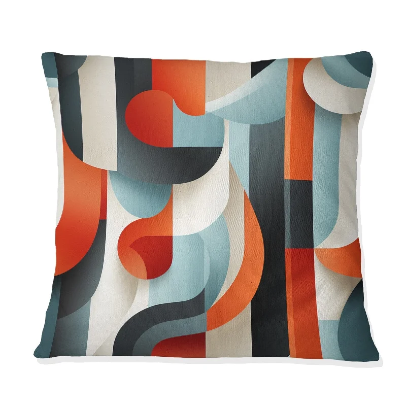 Designart "Futuristic Stripe And Sphere Symphony" Striped Printed Throw Pillow