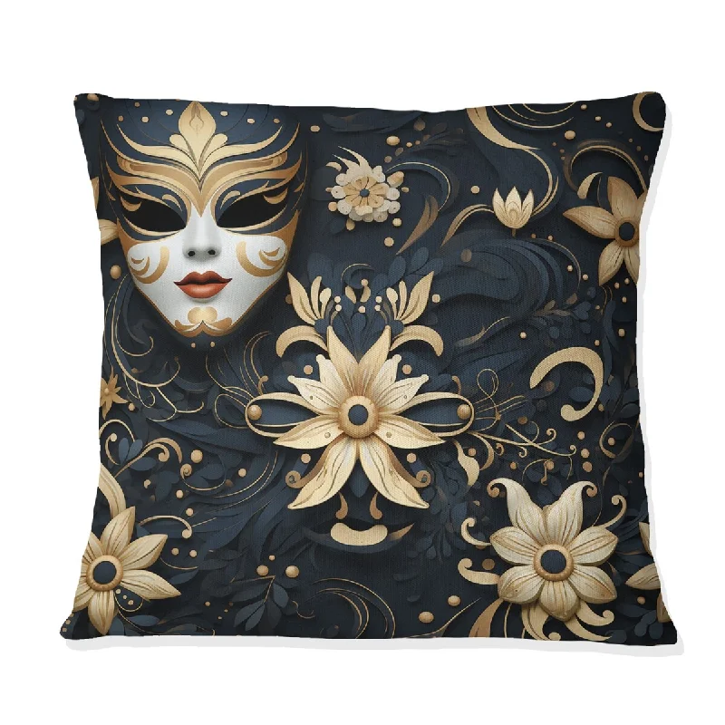 Designart "Gold Pattern Venice Masquerade I" Paisley Printed Throw Pillow