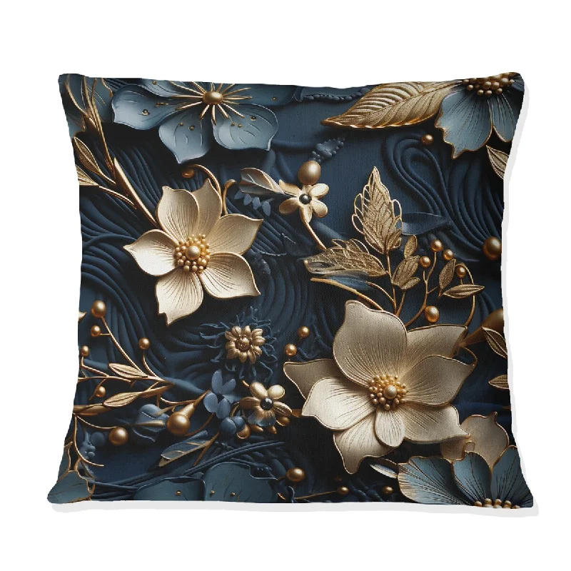 Designart "Golden Embellishments II" Marble Printed Throw Pillow