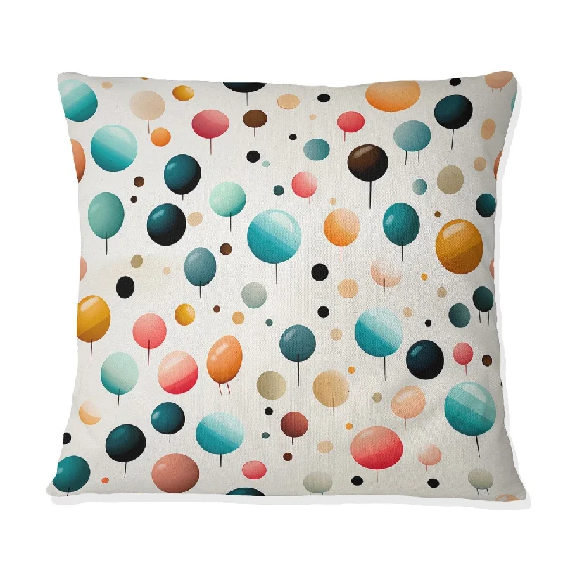 Designart "Green And Pink Cheerful Poka Dot Delight I" Polka Dots Printed Throw Pillow