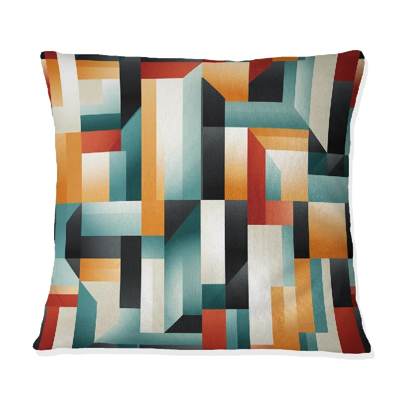 Designart "Green And Yellow Geometric Chic Pattern" Geometric Printed Throw Pillow