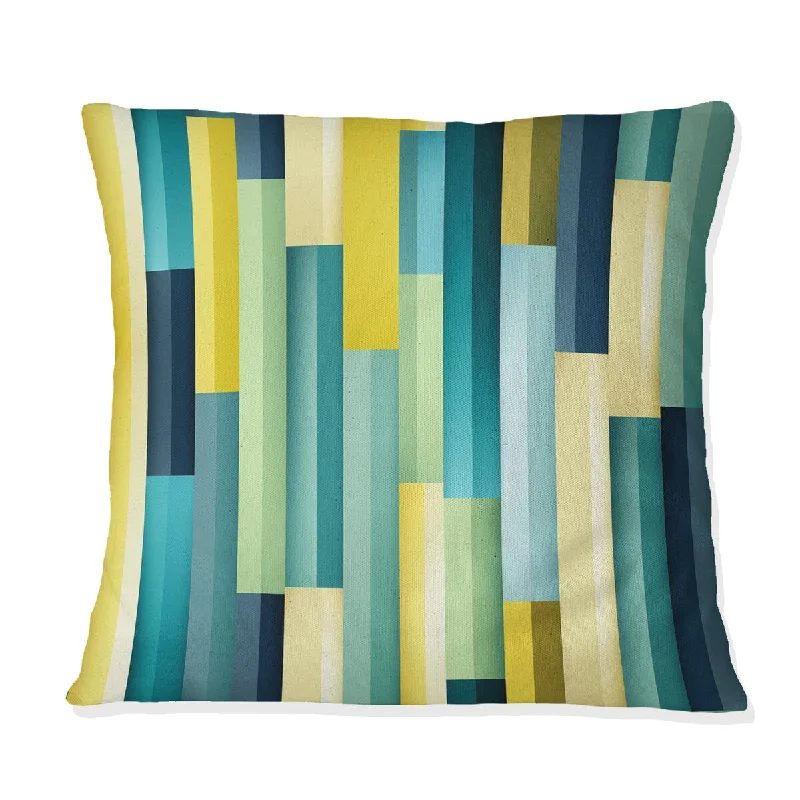 Designart "Green And Yellow Stripes Harmony II" Striped Printed Throw Pillow