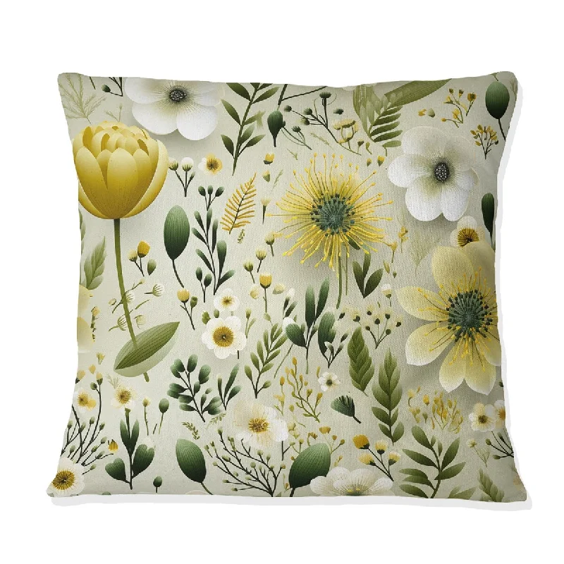 Designart "Green Boho Chic Floral Pattern I" Floral Printed Throw Pillow