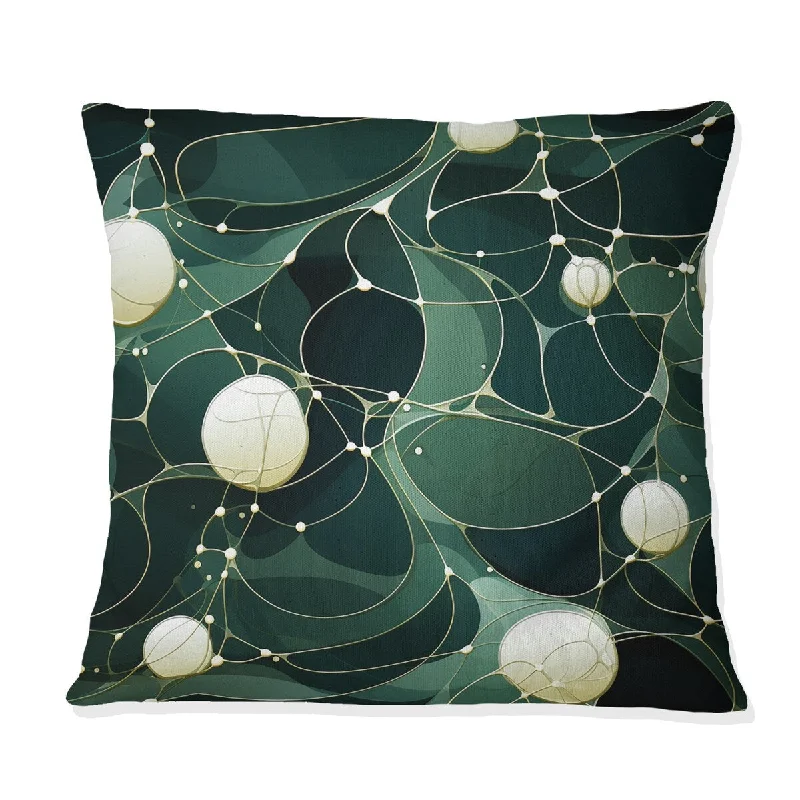 Designart "Green Popart Techno Tangles III" Marble Printed Throw Pillow