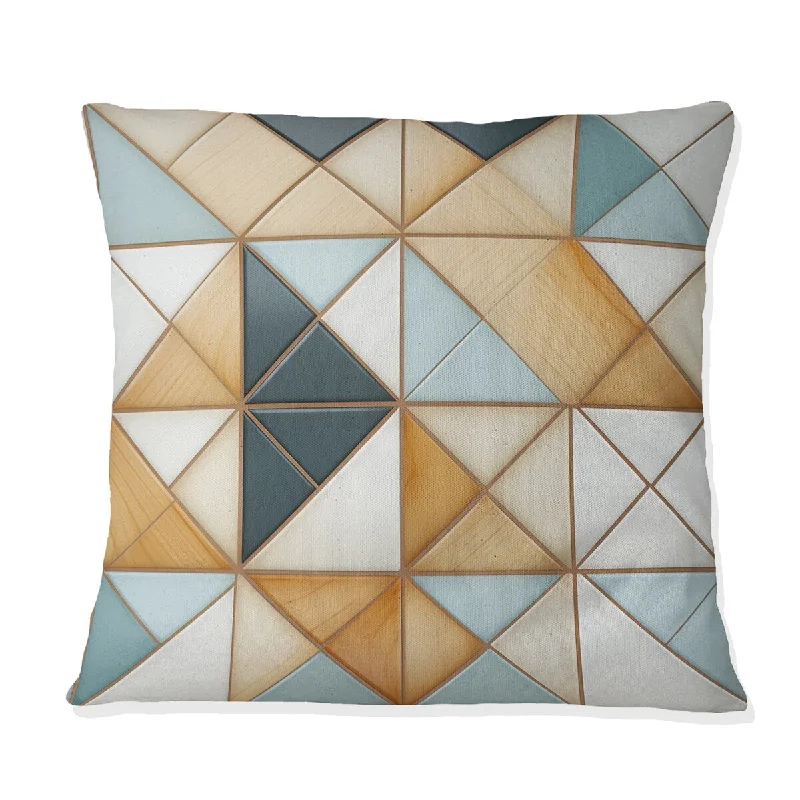 Designart "Grey And White Mosaic Tiles I" Geometric Printed Throw Pillow