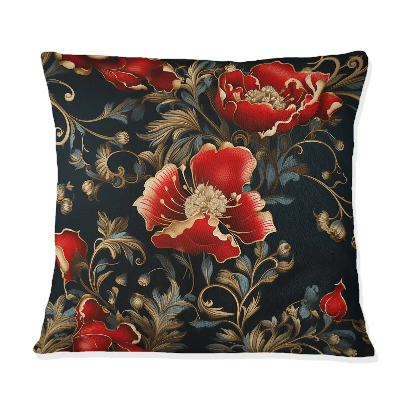 Designart "Imperial Opulence I" Oriental Floral Printed Throw Pillow