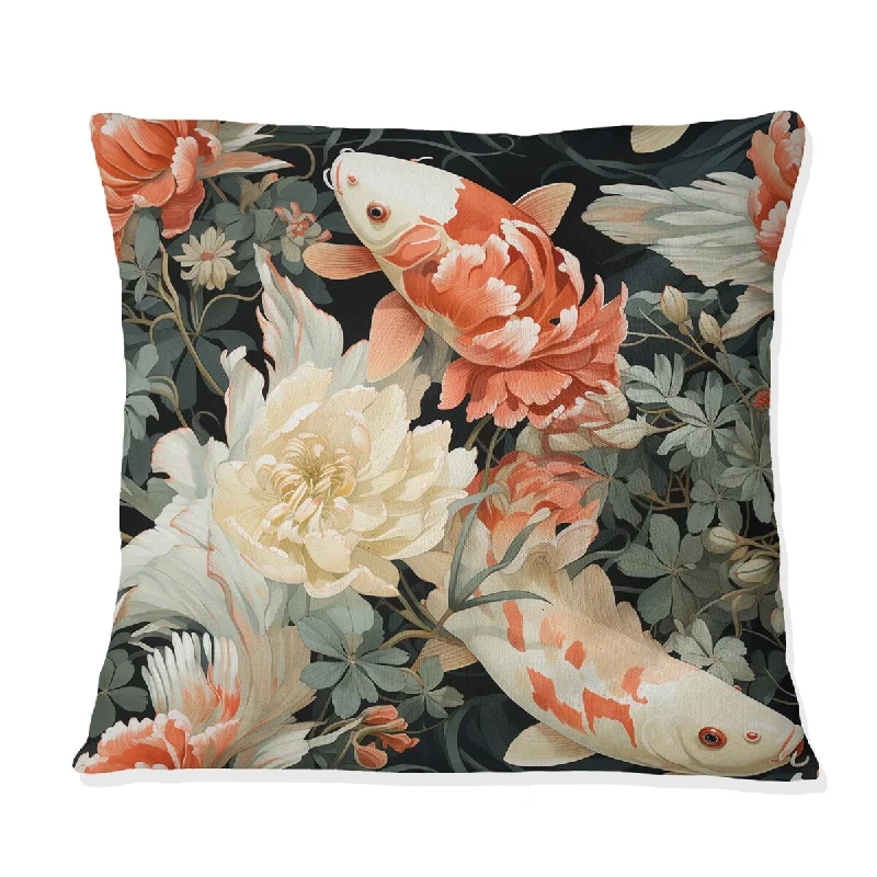 Designart "Koi Fish Nishikigoi Watercolor I" Japanese Printed Throw Pillow