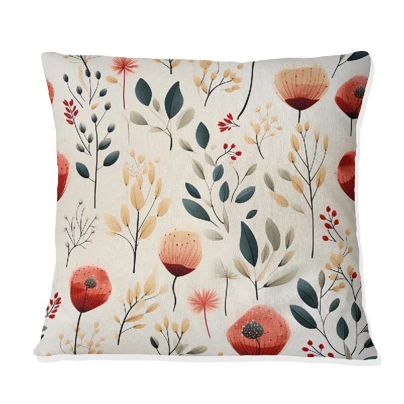 Designart "Minimalist Modern Charm Floral Botanics" Floral Printed Throw Pillow