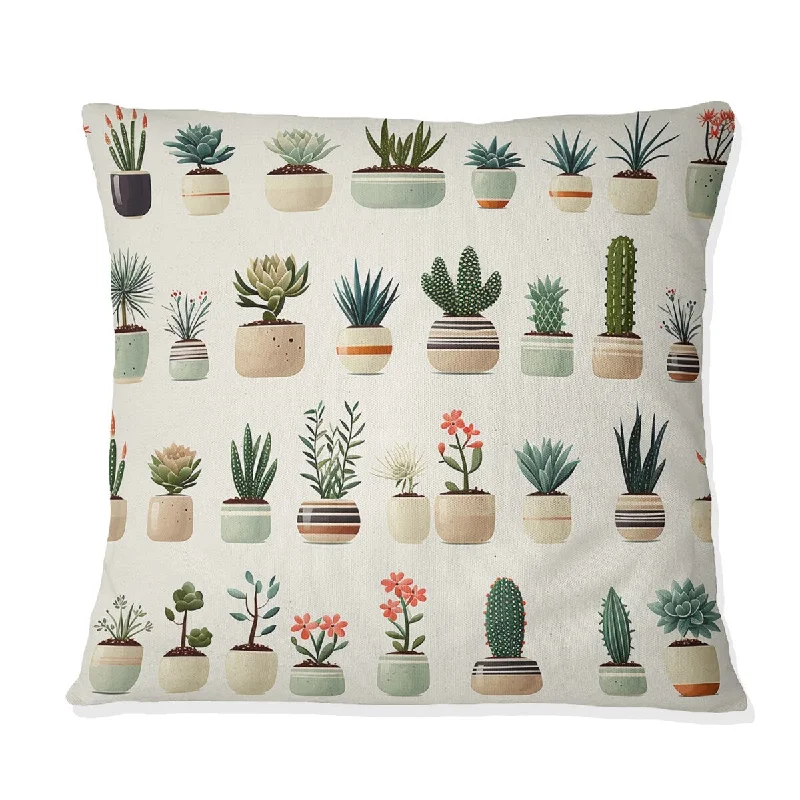 Designart "Minimalist Succulents II" Plants Printed Throw Pillow