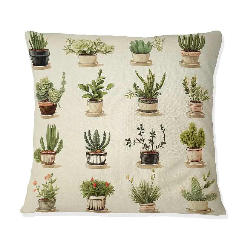 Designart "Minimalist Succulents IV" Plants Printed Throw Pillow