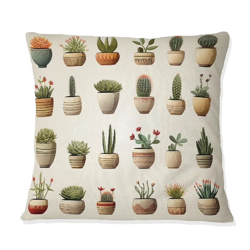 Designart "Minimalist Succulents" Plants Printed Throw Pillow